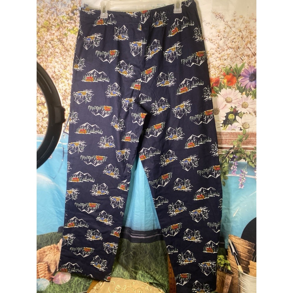 St John's Bay Lar Sleep Pant Navy Blue Mountain Thin Flannel Pajama Bottom Pants